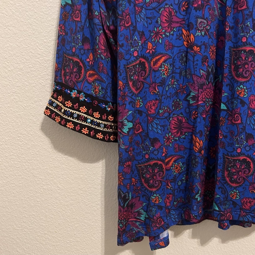 Soft Surroundings Tamuri Beaded Tunic Size 2X Boho Coastal Hippie Resortwear - Picture 14 of 16